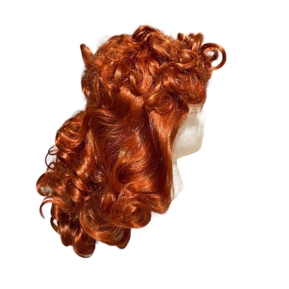 Red Synthetic Curly Hair with Bangs Cosplay Halloween Little Mermaid Ariel